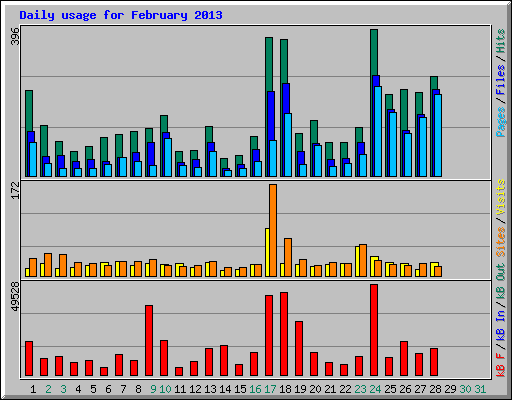 Daily usage for February 2013