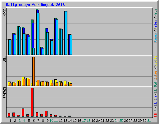 Daily usage for August 2013